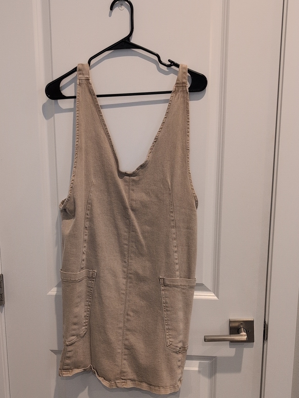 Zenana Outfitters Taupe Sleeveless Pinafore Dress